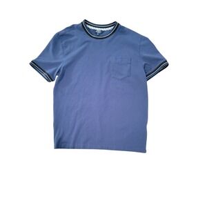 Ben Sherman Mens Small Navy Blue Tipped Pocket T-Shirt Short‎ Sleeve Stretch S